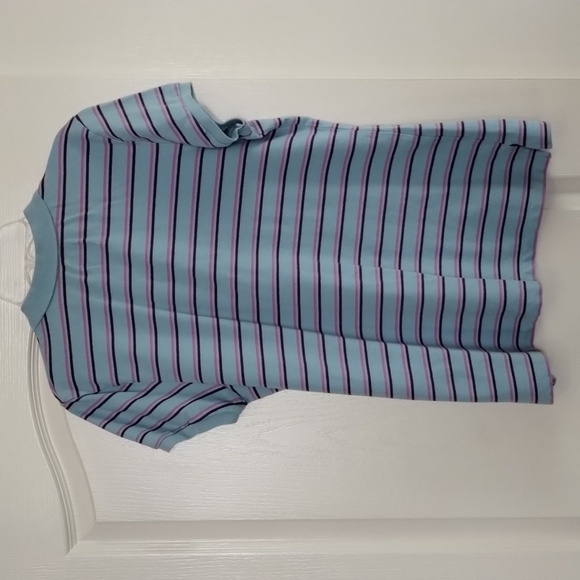 Old Navy sky blue pink burgundy stripe athletic prep polo top size large - Picture 2 of 9